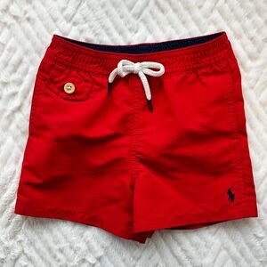 Ralph Lauren Toddler Swim Trunks Red Pony Logo Mesh Lined Board Shorts 18M